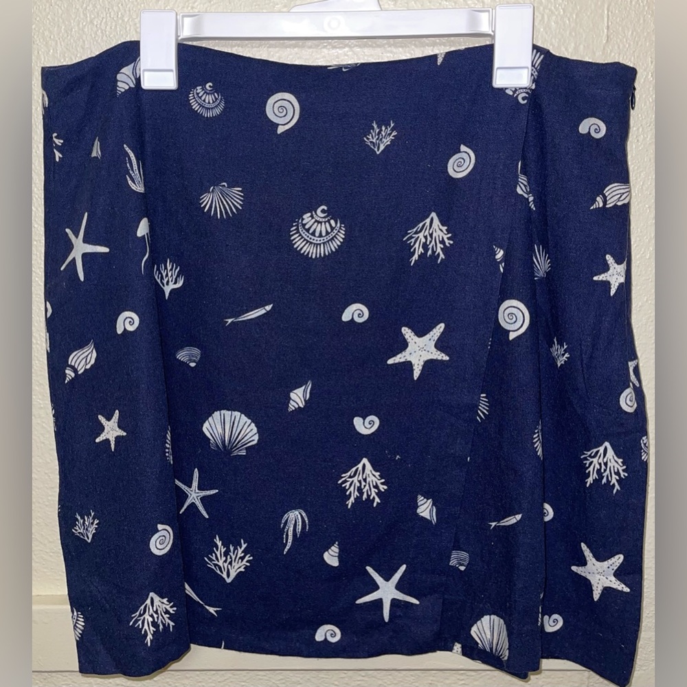 Navy Blue Sea Life Print Skort